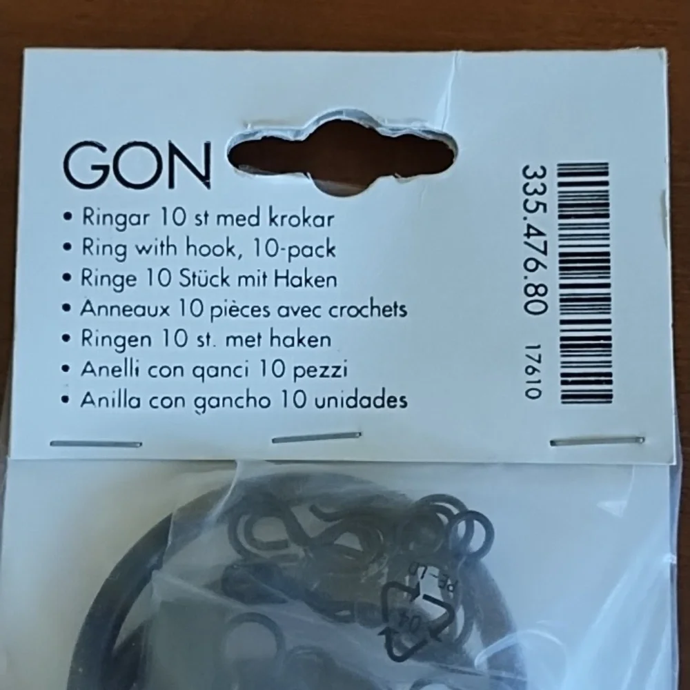 IKEA GON Metal Curtain Rings Hooks Clips 10-pack Black 335.478.80 DISCONTINUED